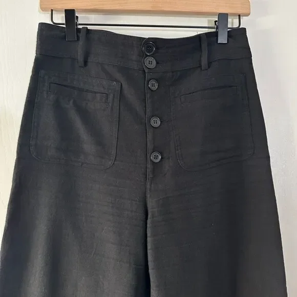 Apiece Apart Women Marston Pants Black Wide Leg Crop Quiet Luxury Career Sz 2 XS - Picture 2 of 10